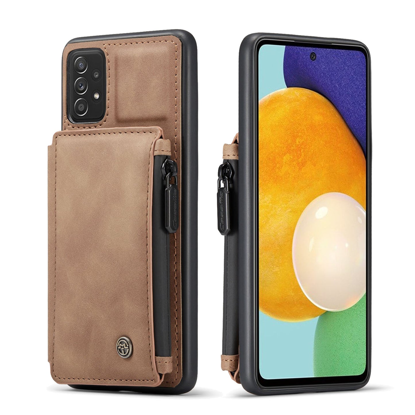 Wrist Strap Anti-theft Galaxy A52s Leather Cover Back RFID Blocking Card Holder Zipper