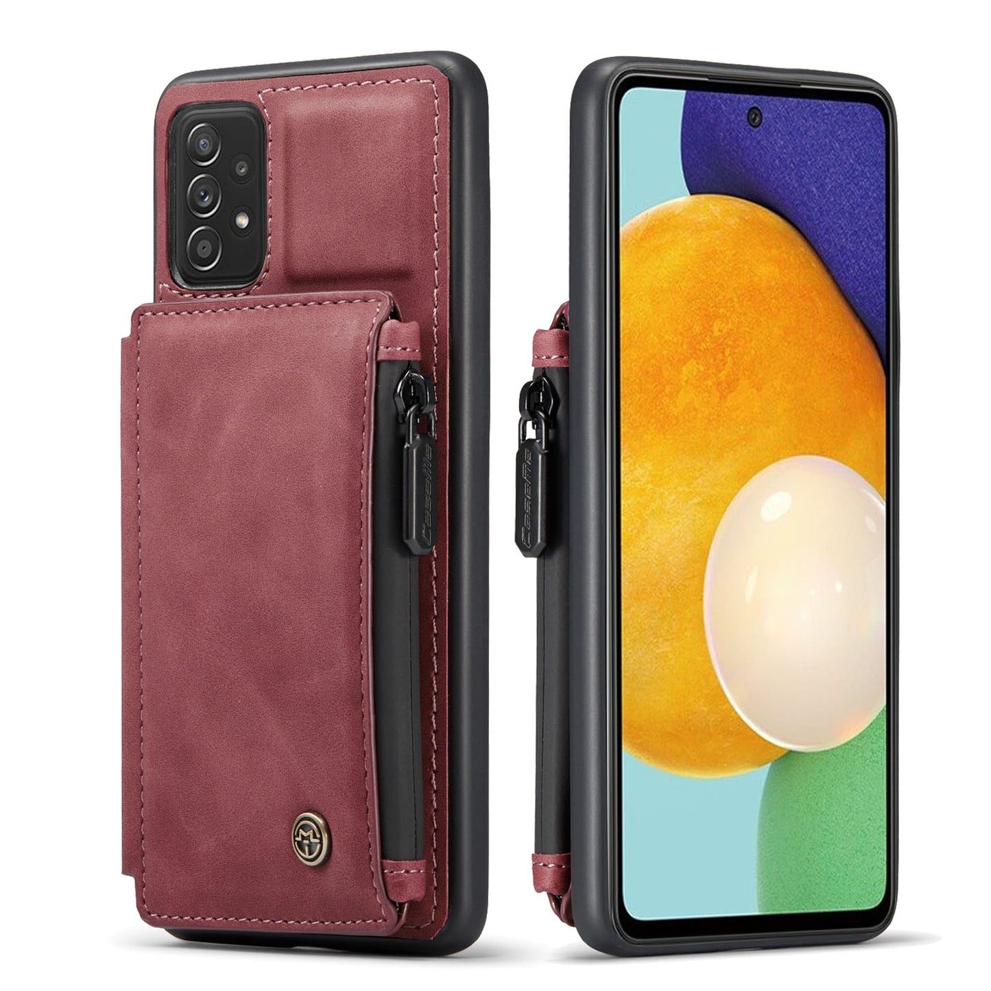 Wrist Strap Anti-theft Galaxy A52s Leather Cover Back RFID Blocking Card Holder Zipper