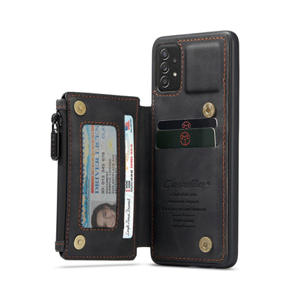 Wrist Strap Anti-theft Galaxy A52 Leather Cover Back RFID Blocking Card Holder Zipper