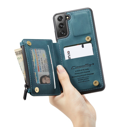Wrist Strap Anti-theft Galaxy S22+ Leather Cover Back RFID Blocking Card Holder Zipper