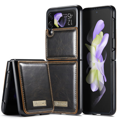 Luxury Retro Galaxy Z Flip5 Leather Case Sturdy Shiny Flip Stand Magnetic Business