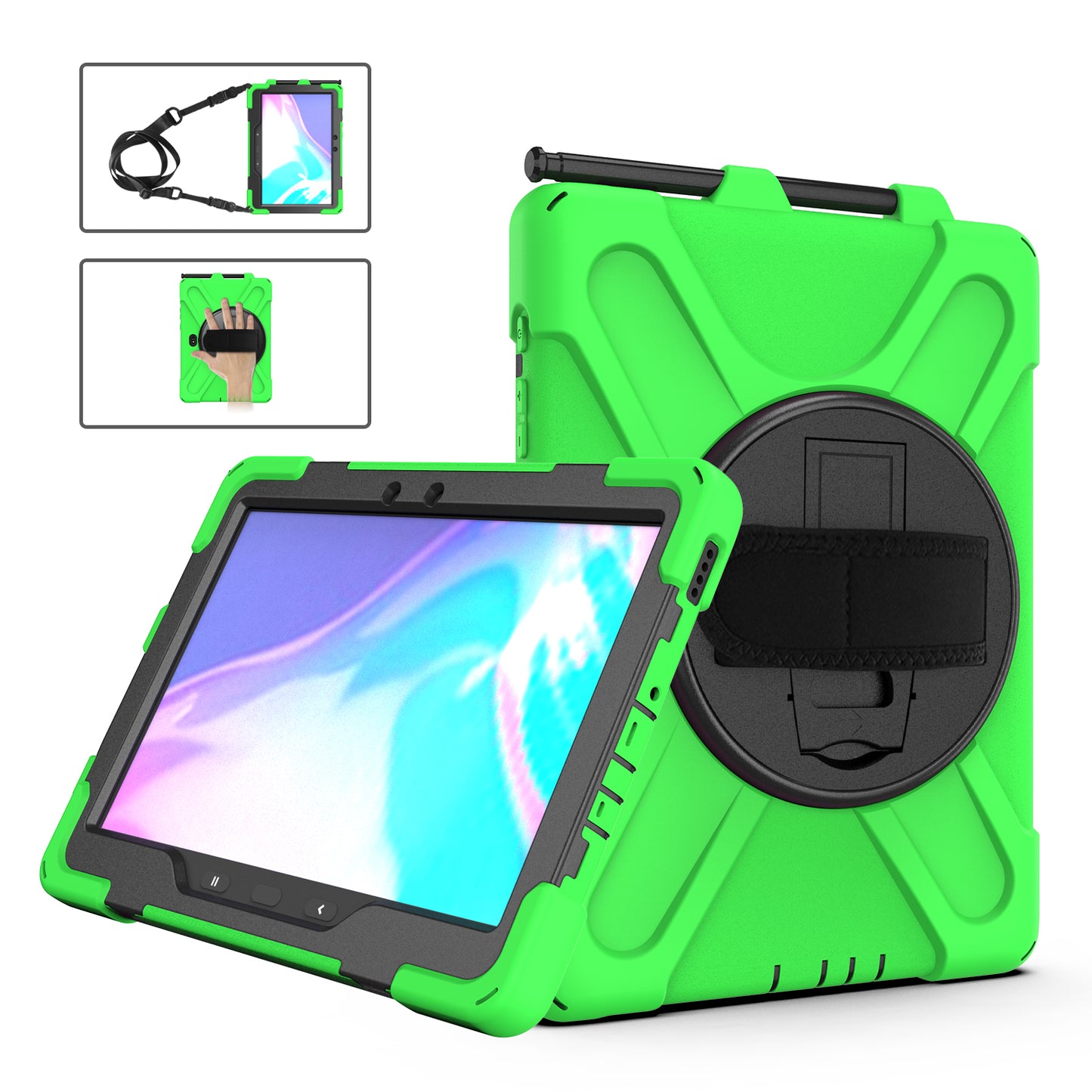 Pirate King Galaxy Tab Active4 Pro Case 360 Rotating Stand Hand Holder Shoulder Strap