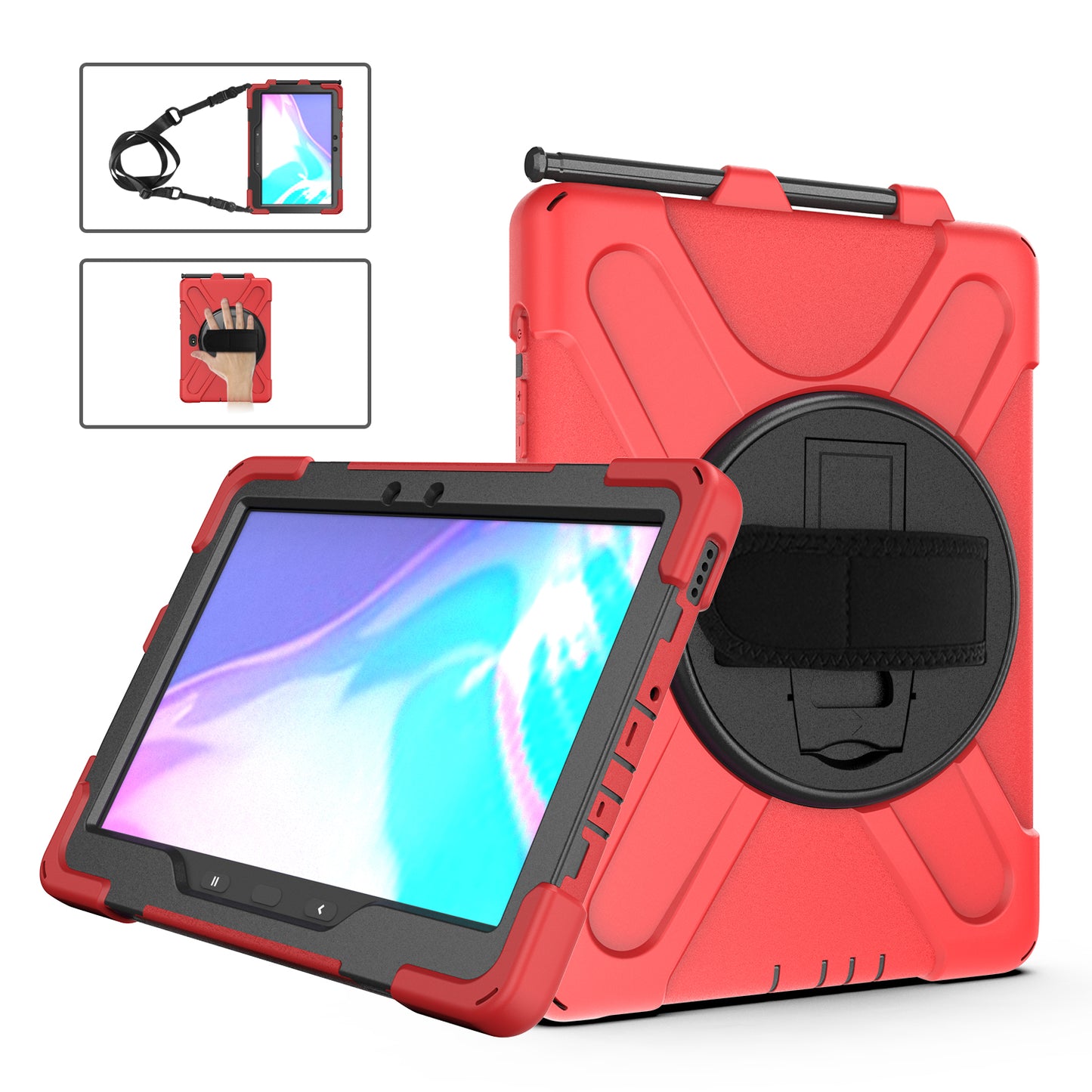 Pirate King Galaxy Tab Active4 Pro Case 360 Rotating Stand Hand Holder Shoulder Strap