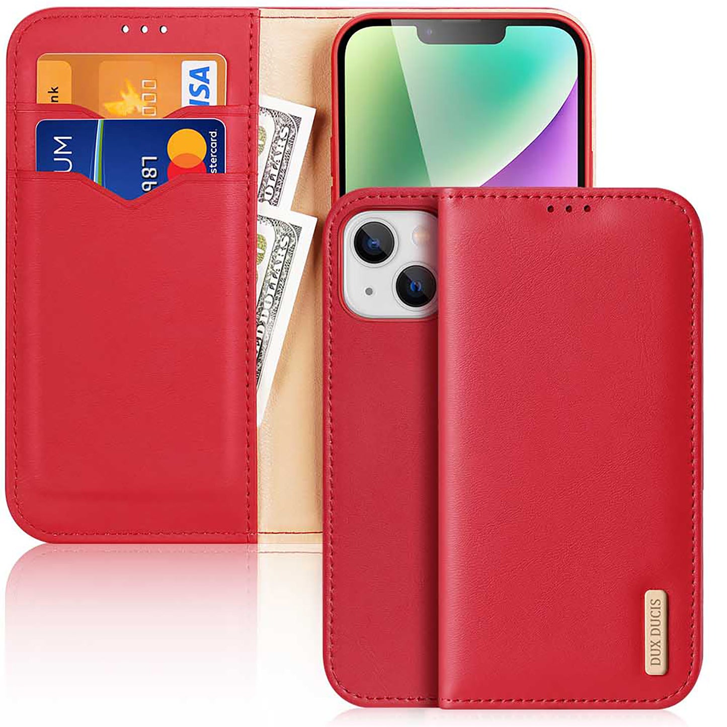 Hivo Magnetic Apple iPhone 15 Plus Leather Case RFID Card Slots Magnetic Stand