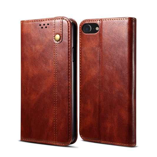 Oil Wax Leather iPhone 8 Case Magnetic Wallet Stand Slim Classical