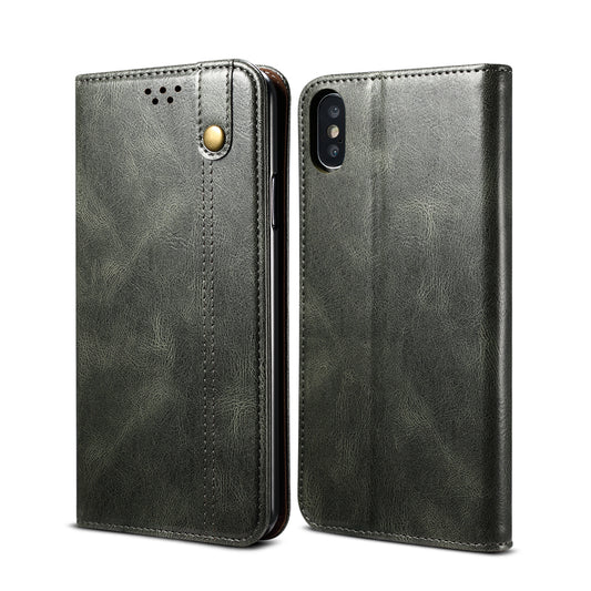 Oil Wax Leather iPhone Xs Max Case Magnetic Wallet Stand Slim Classical