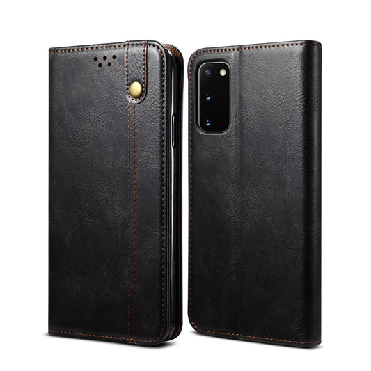 Oil Wax Leather Galaxy S20 FE Case Magnetic Wallet Stand Slim Classical