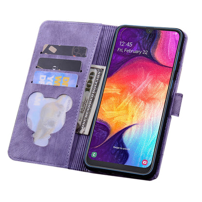 Cat Cherry Blossoms Galaxy A32 Grils Case Retro Leather Embossing Wallet Stand