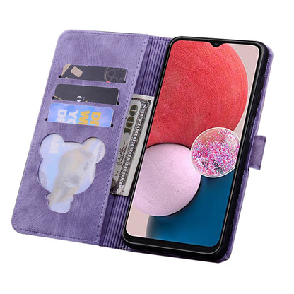 Cat Cherry Blossoms Galaxy A13 Grils Case Retro Leather Embossing Wallet Stand