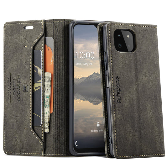 AUTSPACE Retro Galaxy A22s Leather Case Magnetic