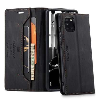 AUTSPACE Retro Galaxy A31 Leather Case Magnetic