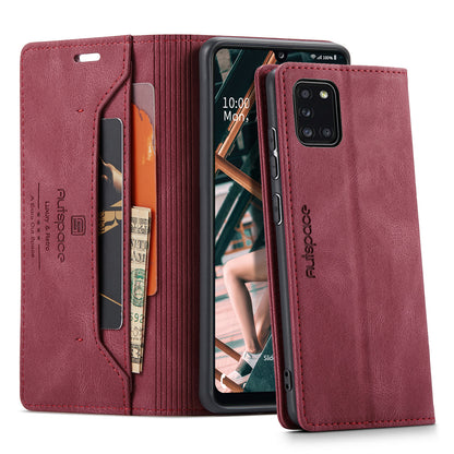 AUTSPACE Retro Galaxy A31 Leather Case Magnetic