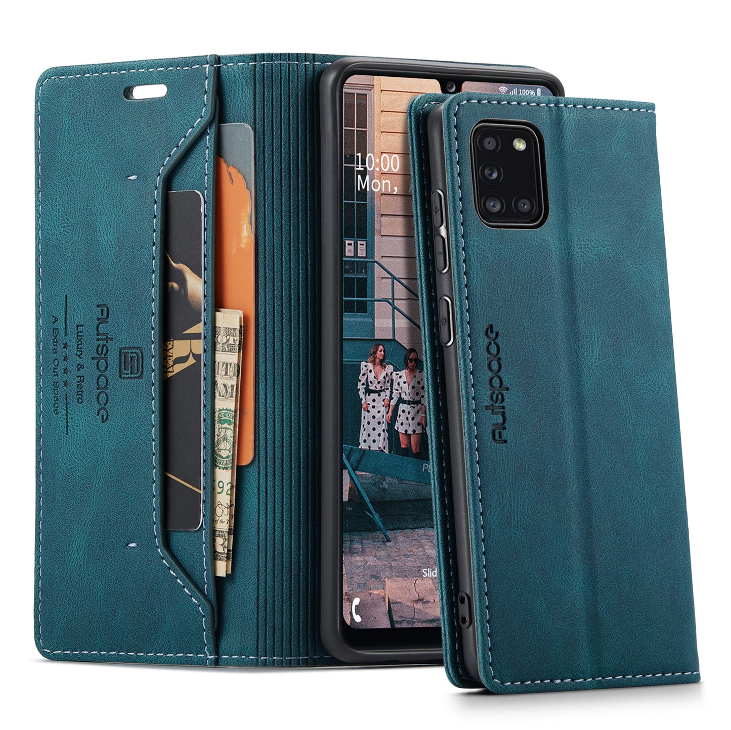 AUTSPACE Retro Galaxy A31 Leather Case Magnetic