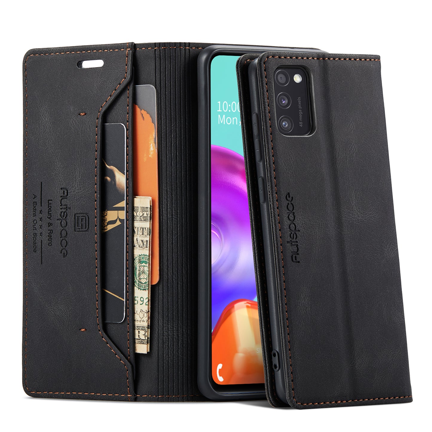 AUTSPACE Retro Galaxy A41 Leather Case Magnetic