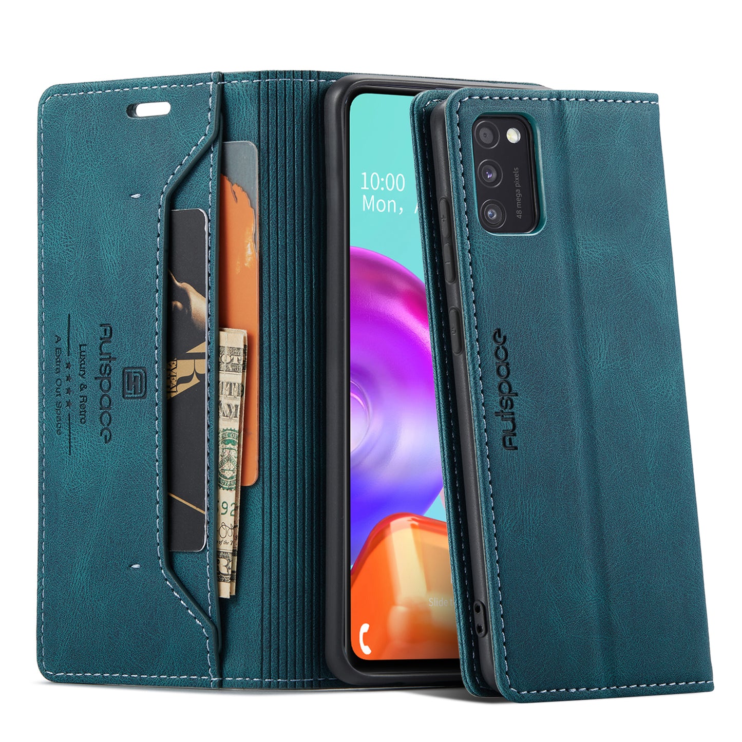 AUTSPACE Retro Galaxy A41 Leather Case Magnetic