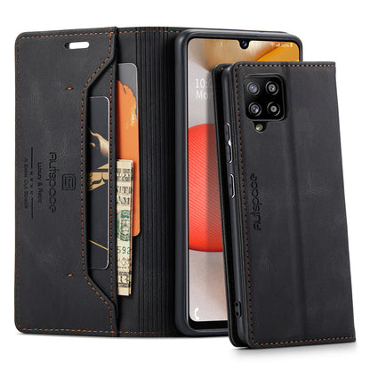 AUTSPACE Retro Galaxy A42 Leather Case Magnetic