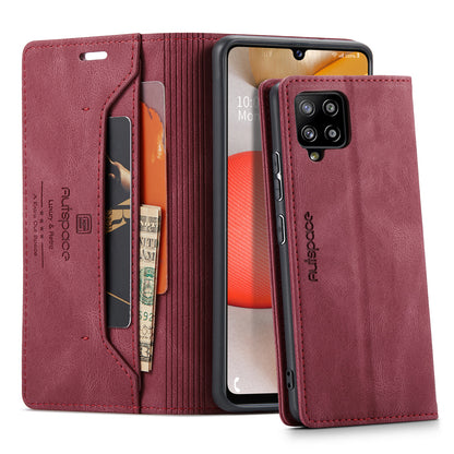 AUTSPACE Retro Galaxy A42 Leather Case Magnetic