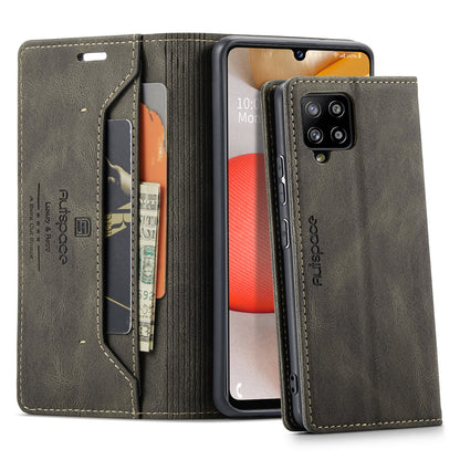 AUTSPACE Retro Galaxy A42 Leather Case Magnetic