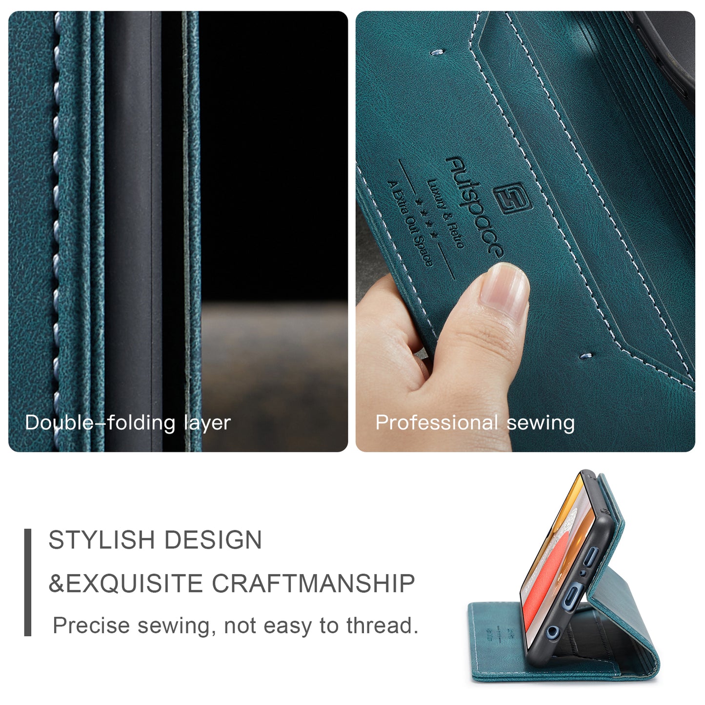 AUTSPACE Retro Galaxy A42 Leather Case Magnetic