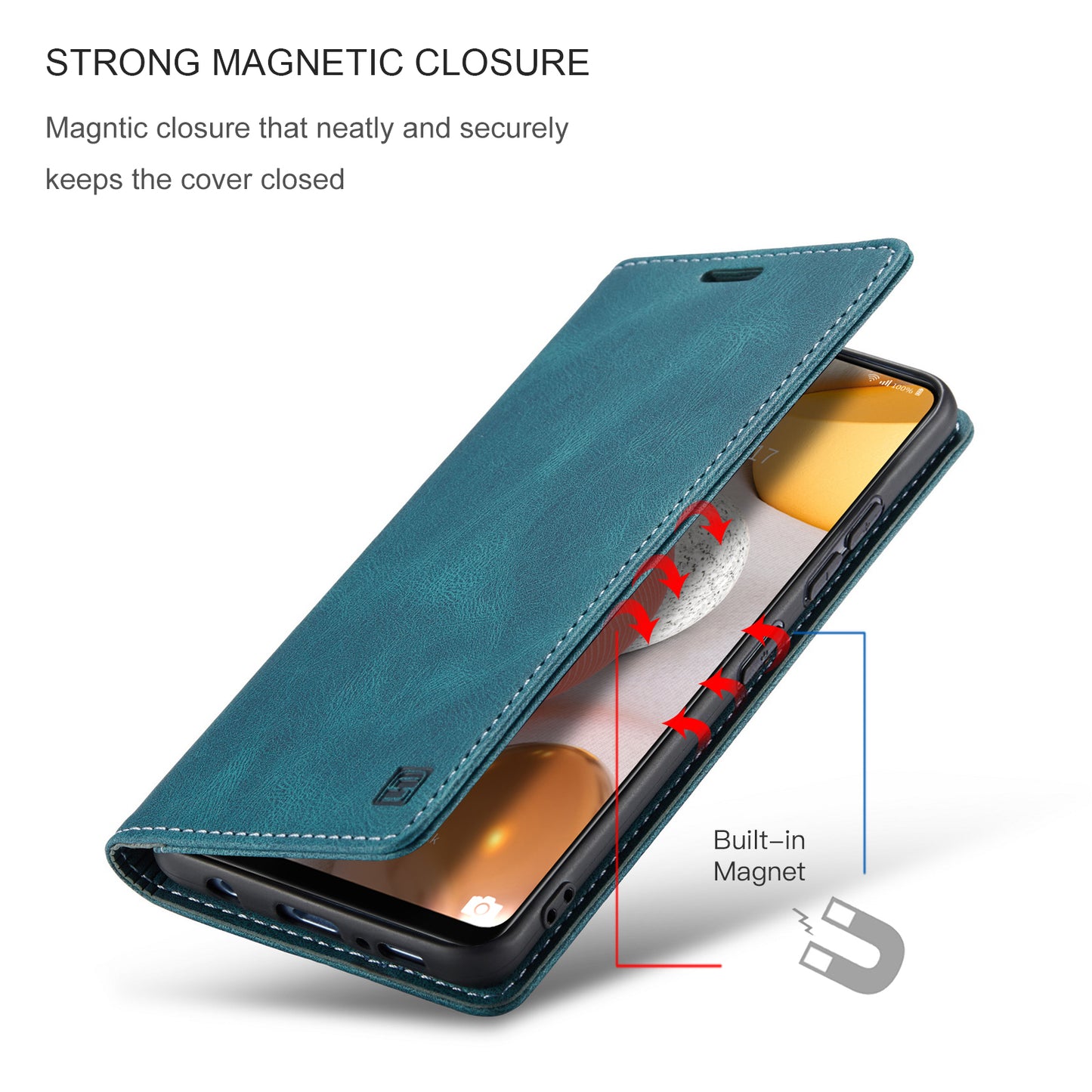 AUTSPACE Retro Galaxy A42 Leather Case Magnetic