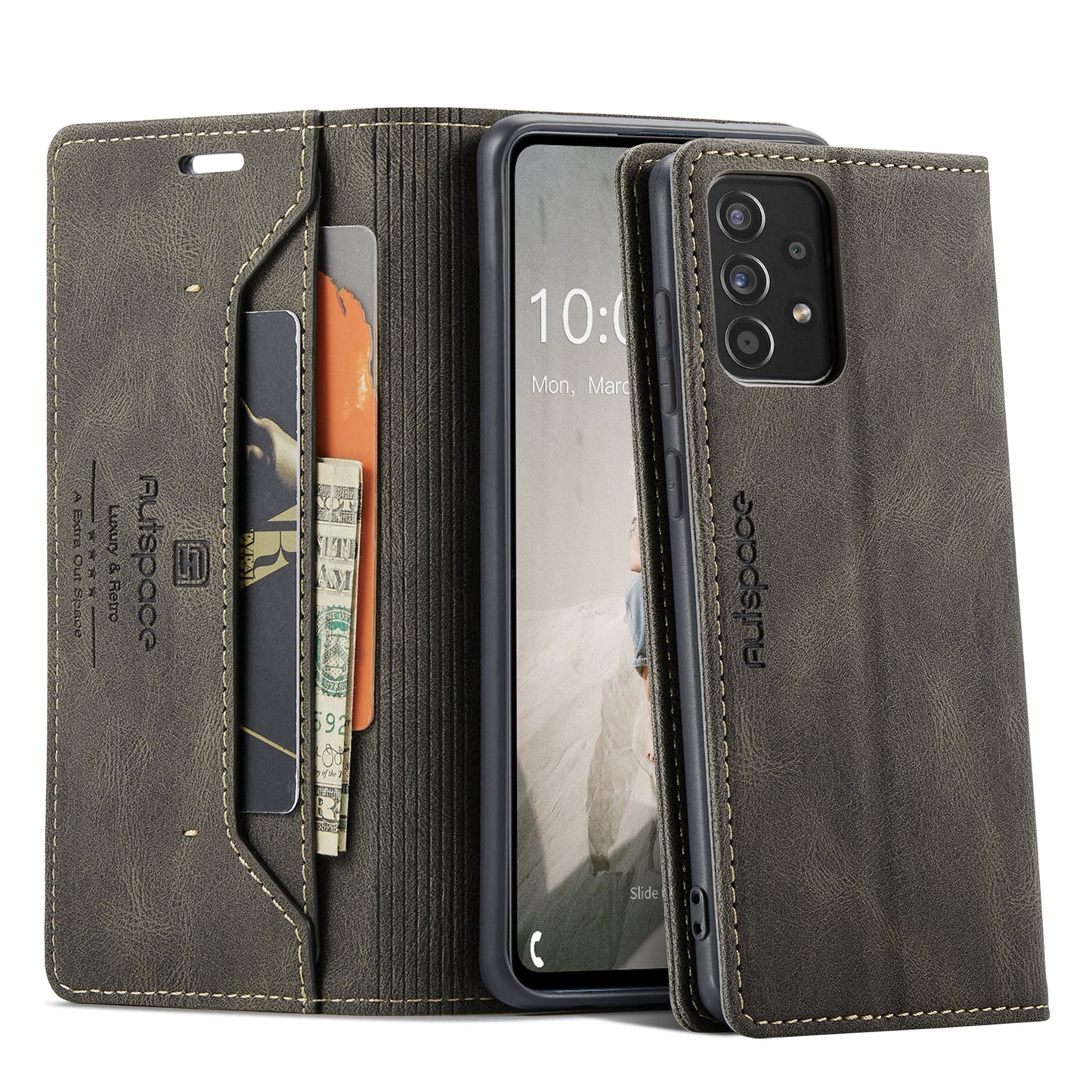 AUTSPACE Retro Galaxy A52 Leather Case Magnetic