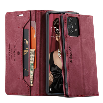 AUTSPACE Retro Galaxy A52 Leather Case Magnetic