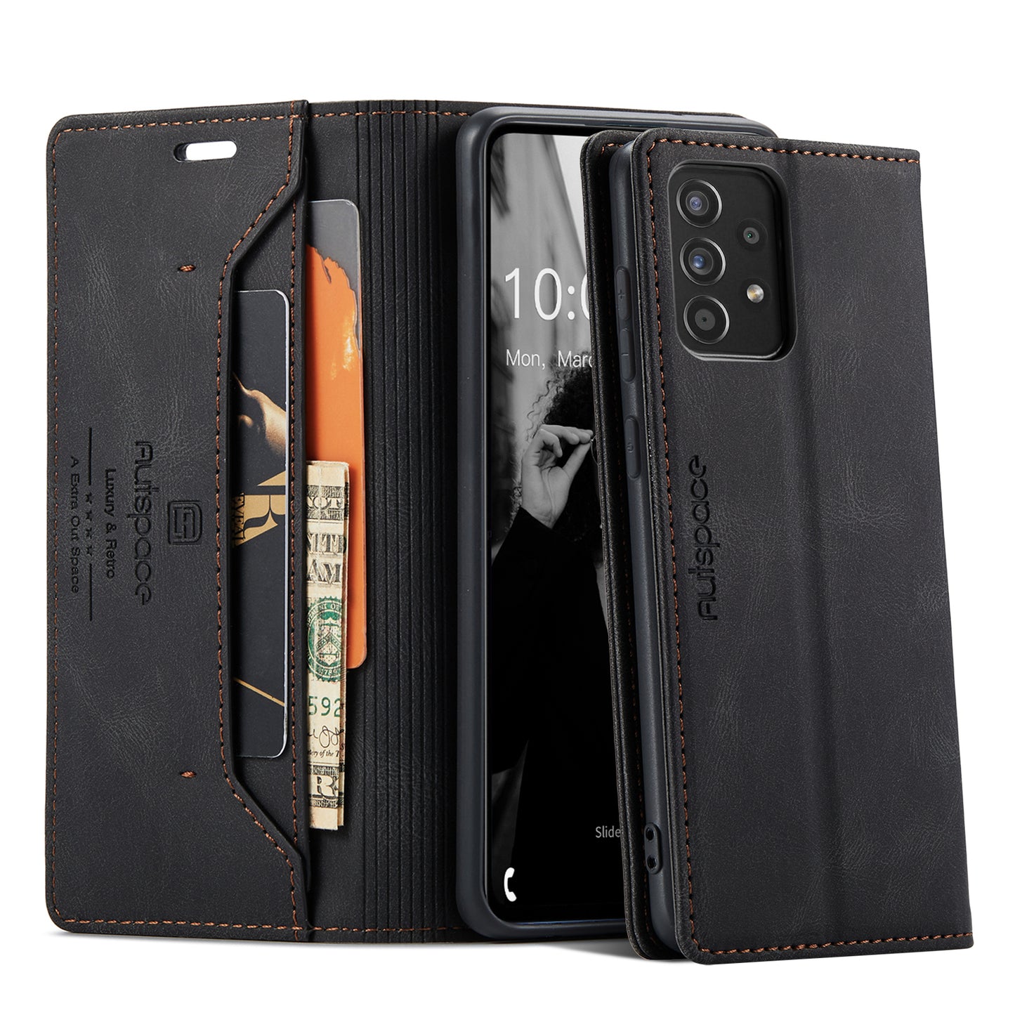 AUTSPACE Retro Galaxy A52 Leather Case Magnetic