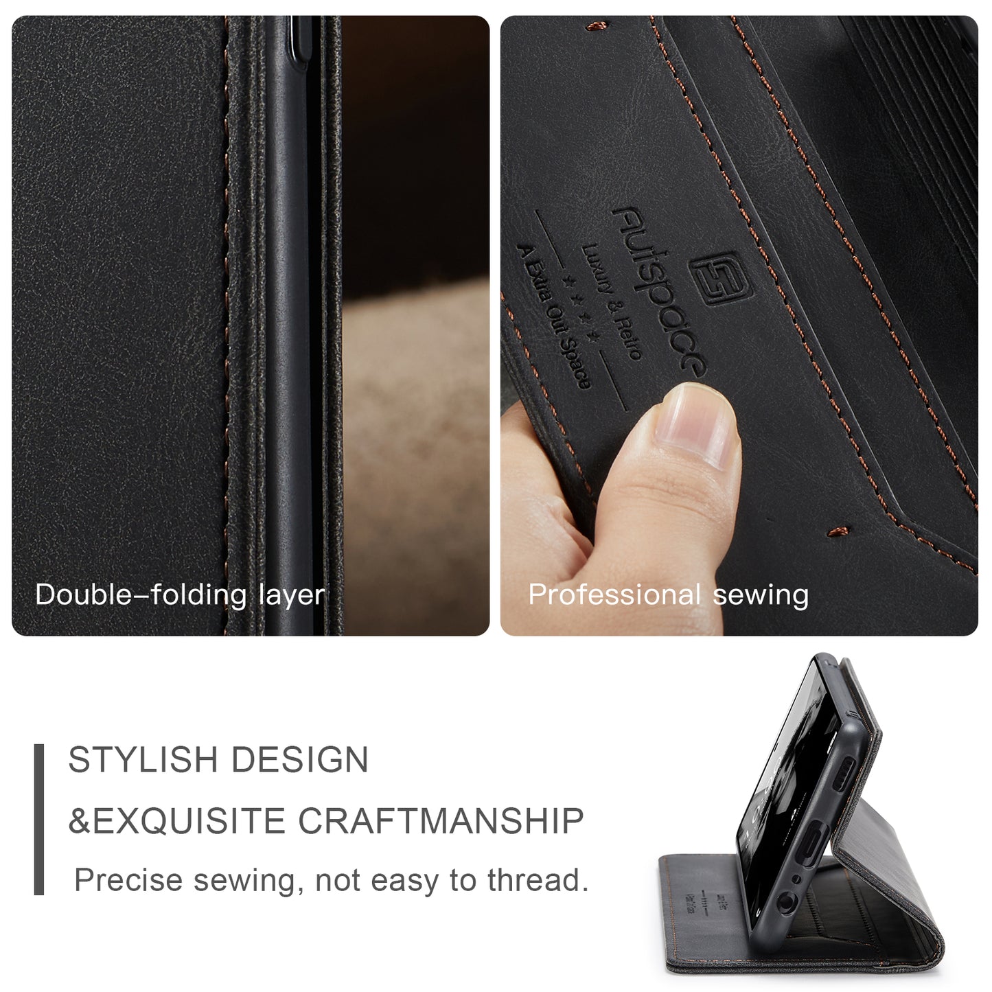 AUTSPACE Retro Galaxy A52 Leather Case Magnetic