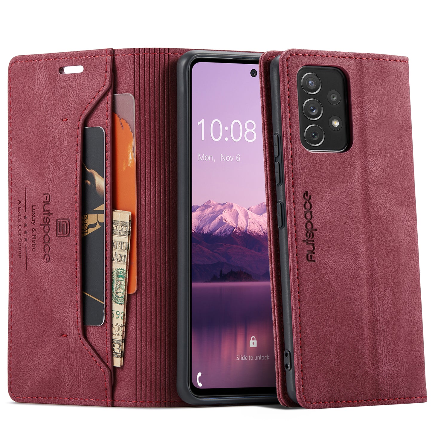 AUTSPACE Retro Galaxy A53 Leather Case Magnetic