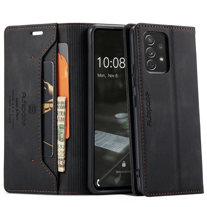 AUTSPACE Retro Galaxy A53 Leather Case Magnetic