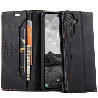 AUTSPACE Retro Galaxy A15 Leather Case Magnetic