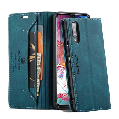 AUTSPACE Retro Galaxy A70 Leather Case Magnetic