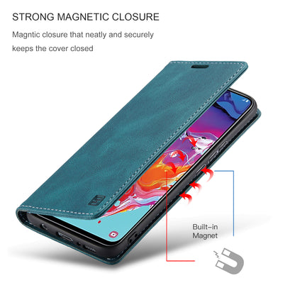 AUTSPACE Retro Galaxy A70 Leather Case Magnetic