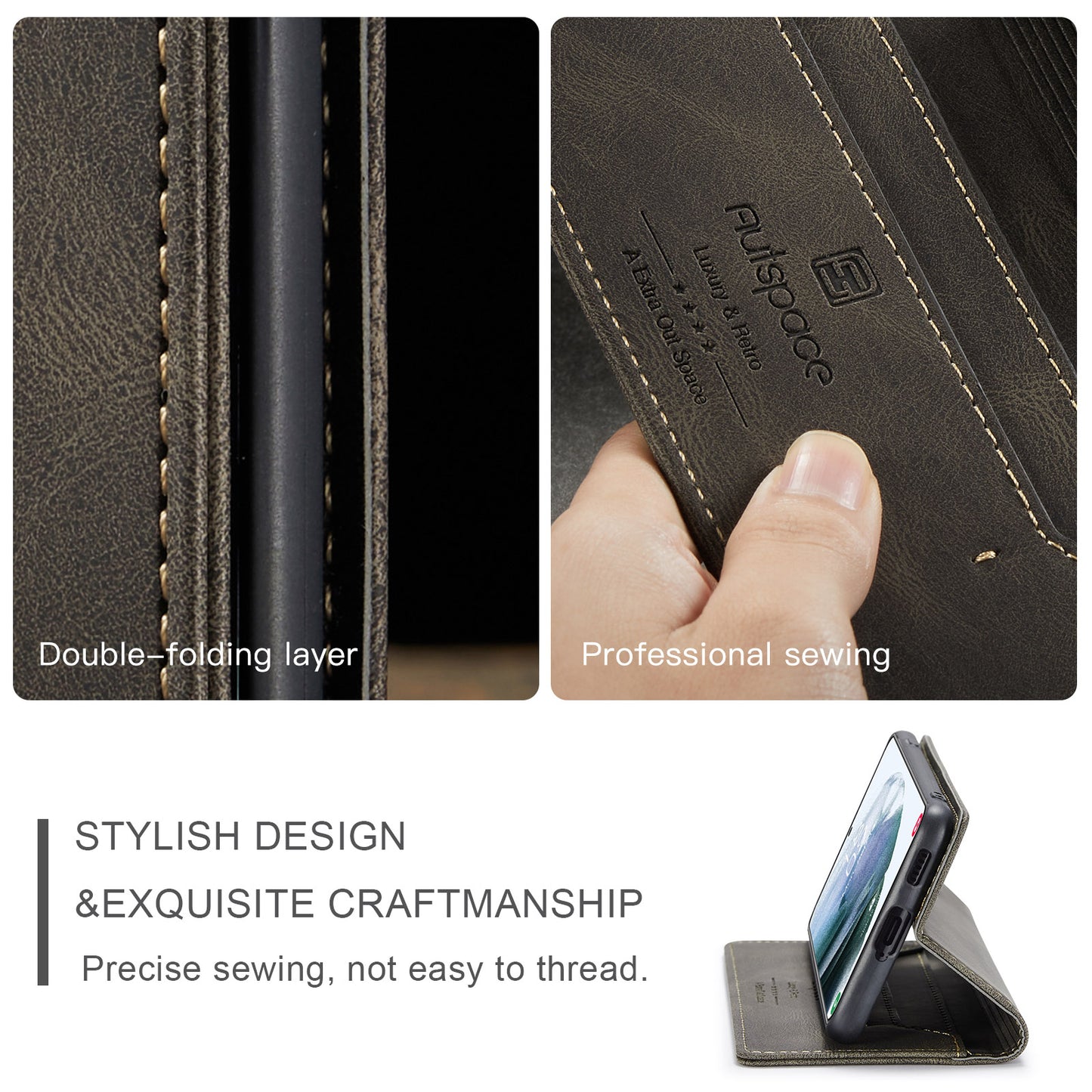 AUTSPACE Retro Galaxy S21+ Leather Case Magnetic