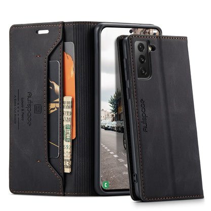 AUTSPACE Retro Galaxy S21 FE Leather Case Magnetic