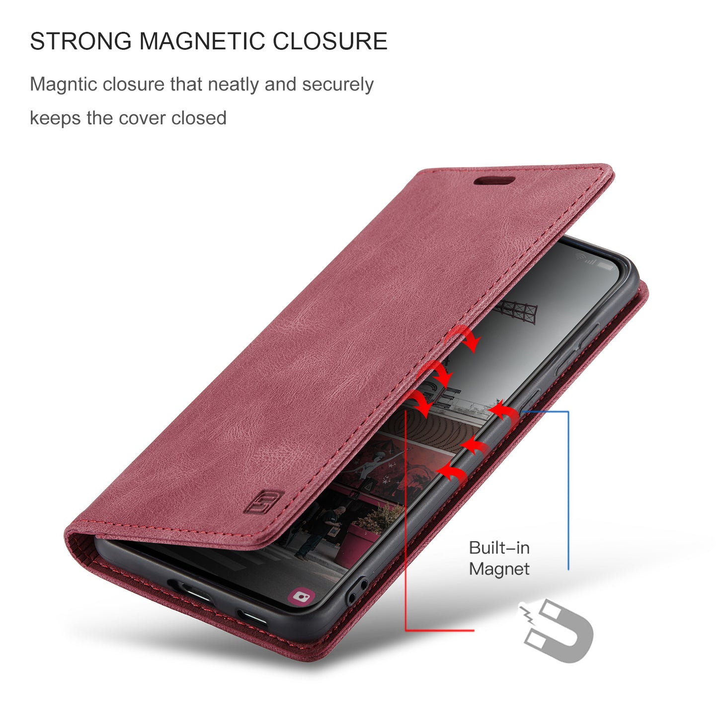 AUTSPACE Retro Galaxy S21 FE Leather Case Magnetic