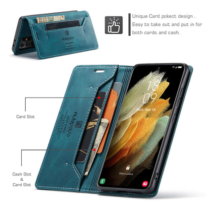 AUTSPACE Retro Galaxy S21 Ultra Leather Case Magnetic