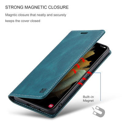 AUTSPACE Retro Galaxy S21 Ultra Leather Case Magnetic