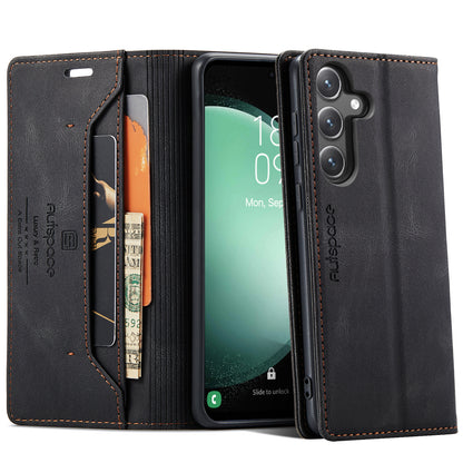 AUTSPACE Retro Galaxy S23 FE Leather Case Magnetic