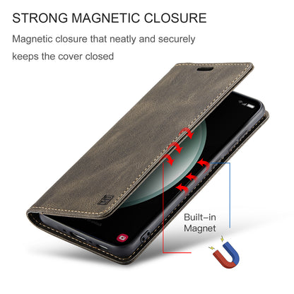 AUTSPACE Retro Galaxy S23 FE Leather Case Magnetic