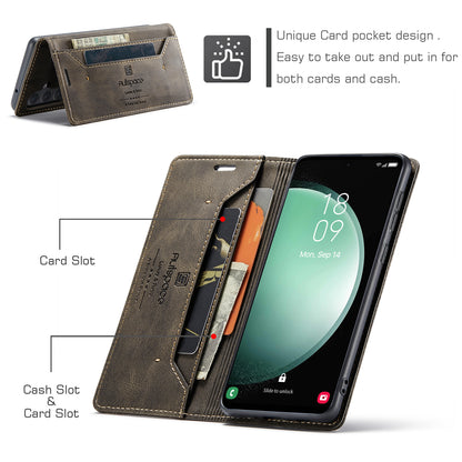 AUTSPACE Retro Galaxy S23 FE Leather Case Magnetic