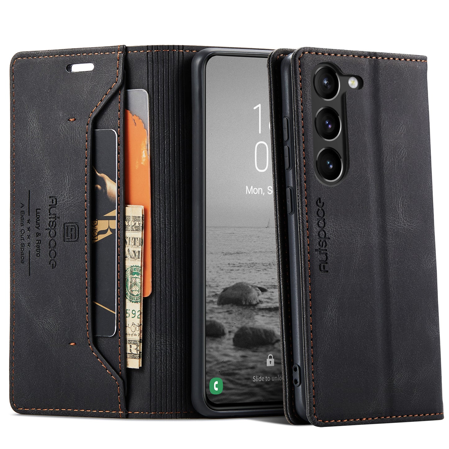 AUTSPACE Retro Galaxy S23 Leather Case Magnetic