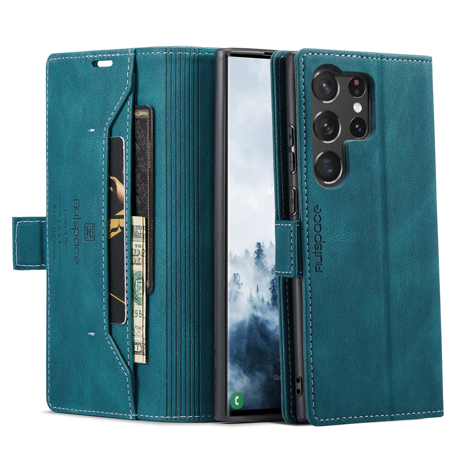 AUTSPACE Retro Galaxy S24 Ultra Leather Case Magnetic