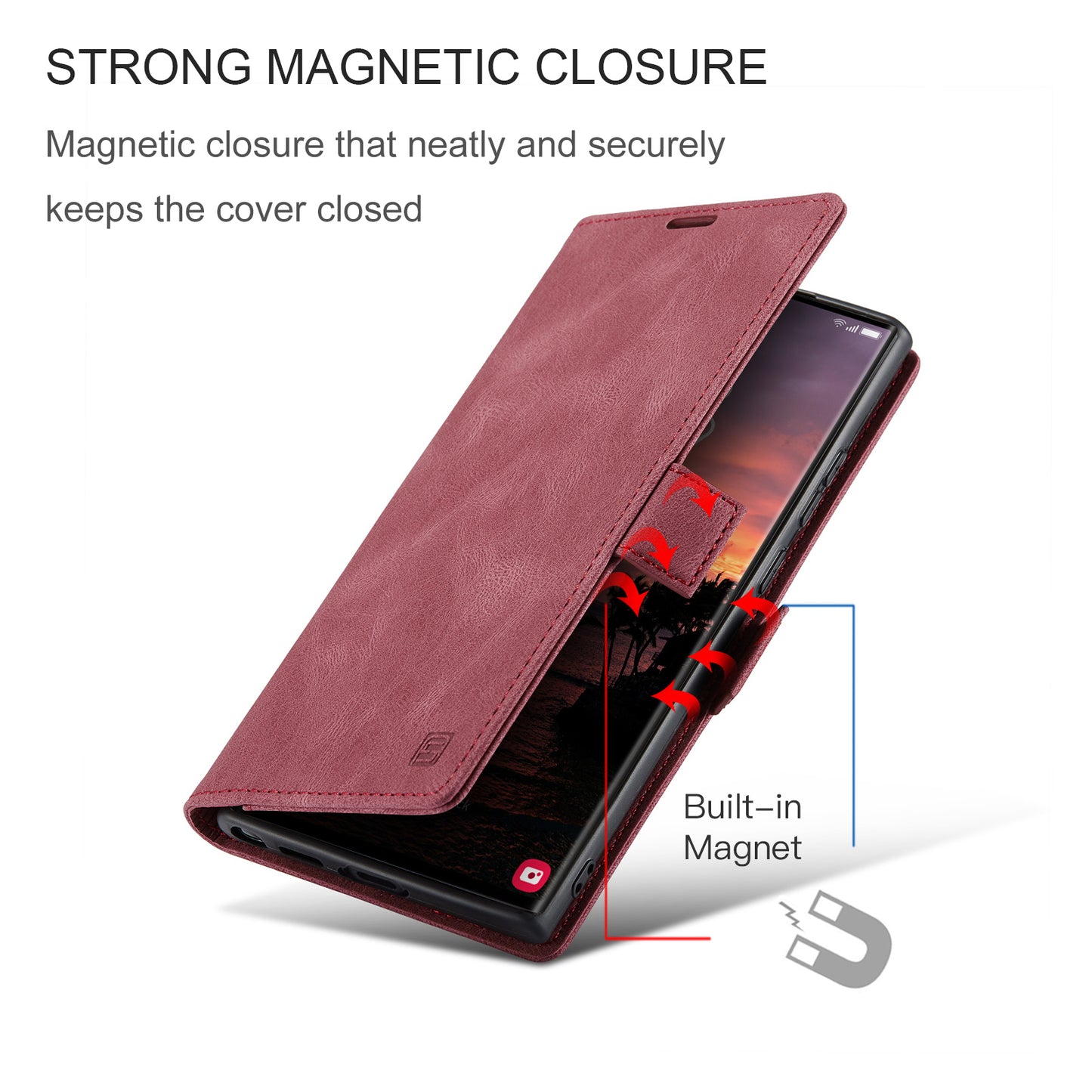 AUTSPACE Retro Galaxy S24 Ultra Leather Case Magnetic