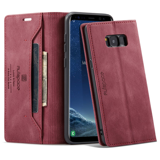 AUTSPACE Retro Galaxy S8+ Leather Case Magnetic