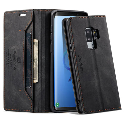 AUTSPACE Retro Galaxy S9+ Leather Case Magnetic