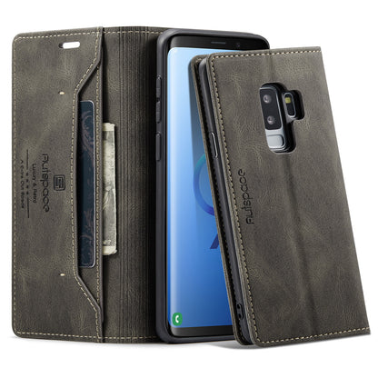 AUTSPACE Retro Galaxy S9+ Leather Case Magnetic