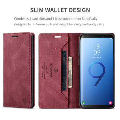 AUTSPACE Retro Galaxy S9+ Leather Case Magnetic