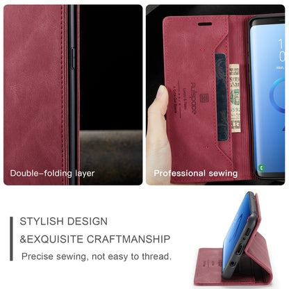 AUTSPACE Retro Galaxy S9+ Leather Case Magnetic