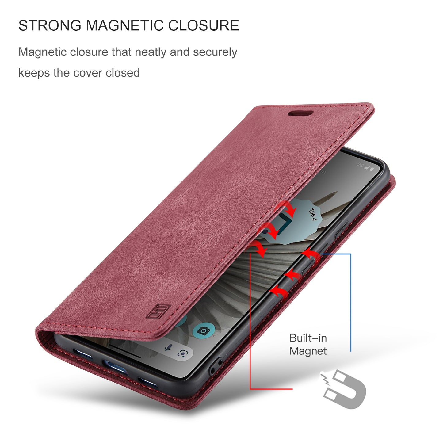 AUTSPACE Retro Google Pixel 7 Pro Leather Case Magnetic